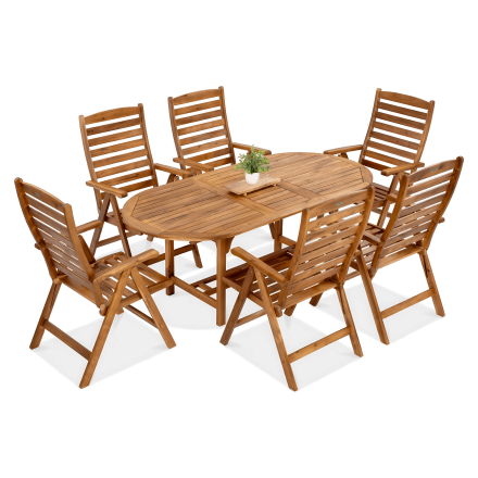 Meble drewniane jadalniane AKADIA DINING 190/6+1- FOCUS GARDEN