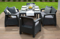 Zestaw mebli na taras z sofami i stolikiem - CORFU FIESTA II w kolorze grafitu