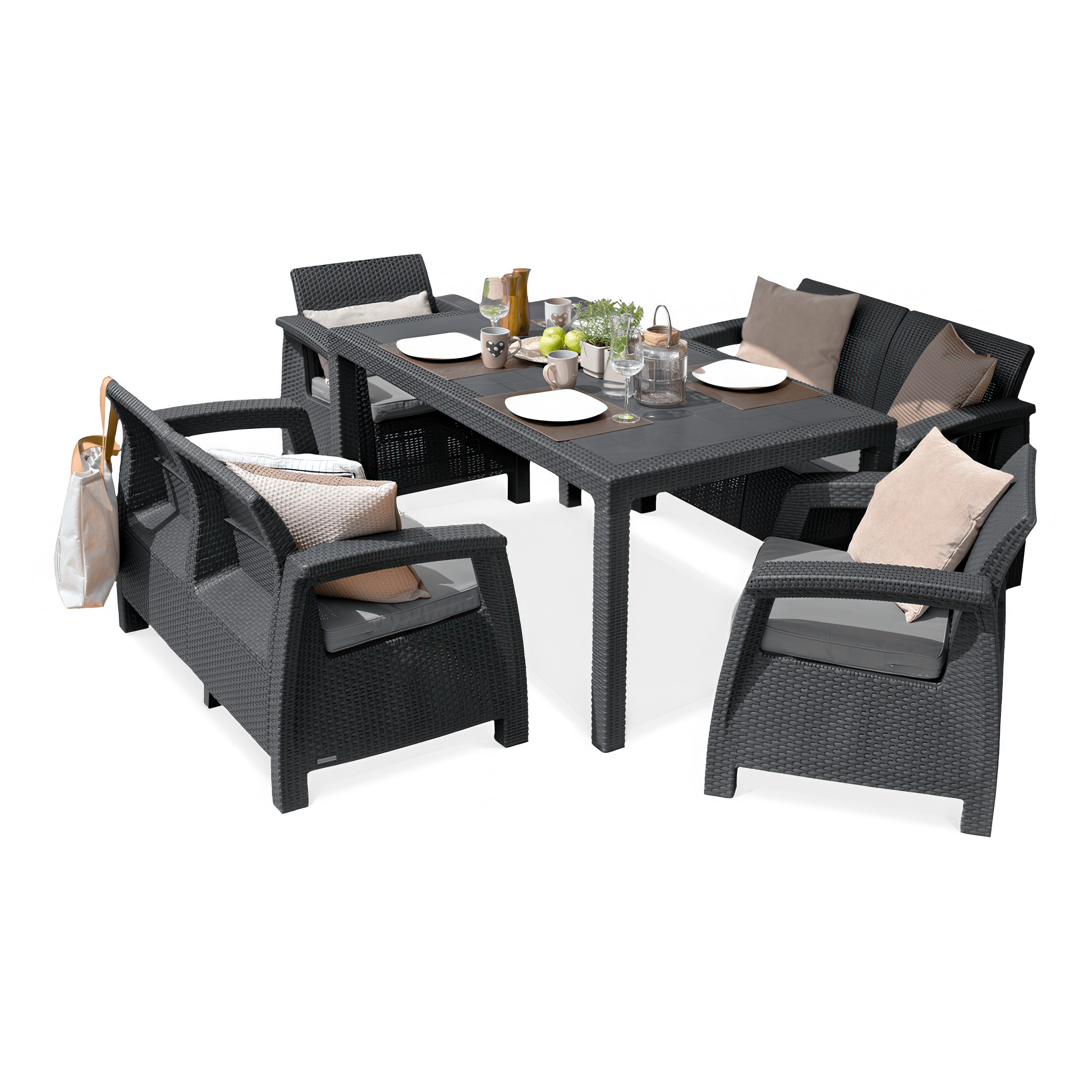 Zestaw ogrodowy CORFU FIESTA II w kolorze grafitowym