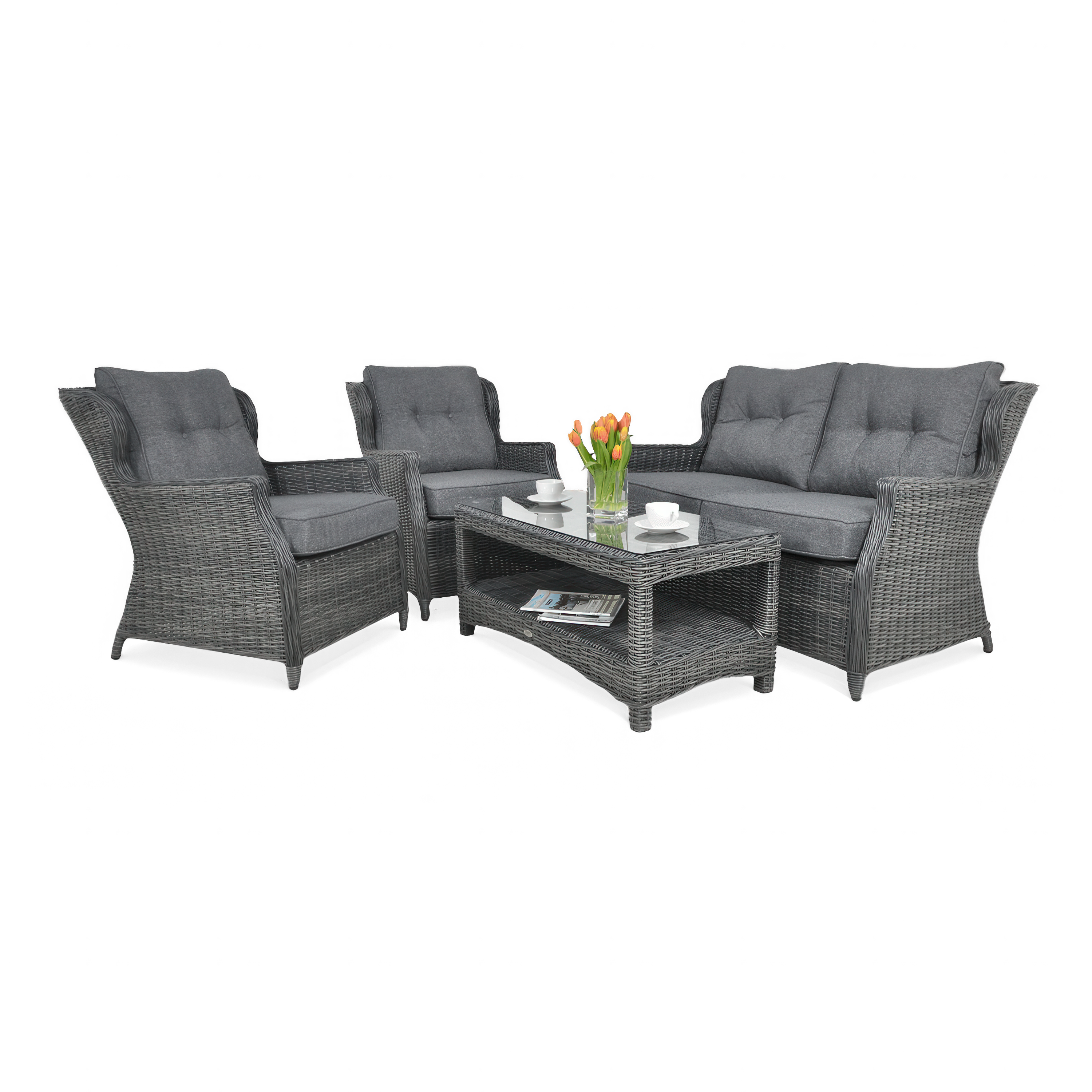 OUTLET 951 Dwa fotele z technorattanu TRIVENTO 2 Dark Grey