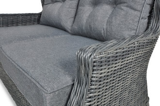 Siedzisko z guzikami i miękkimi poduszkami sofy TRIVENTO 2 z technorattanu w kolorze dark grey