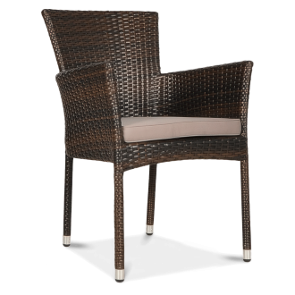 Fotel technorattan LERIDA brązowy z poduszką