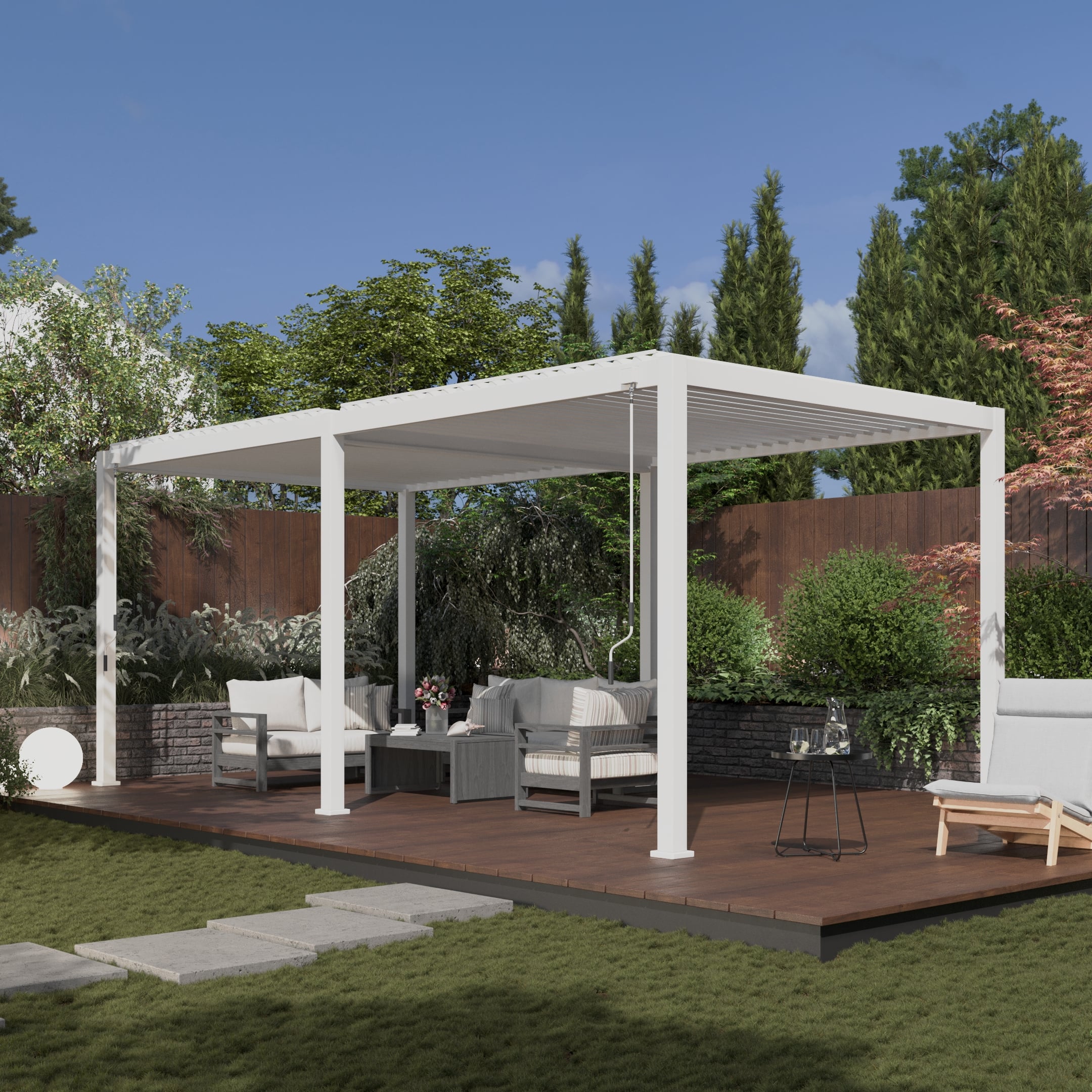 Solidna pergola tarasowa 3x6 Premium White marki GUTROOF w aranżacji