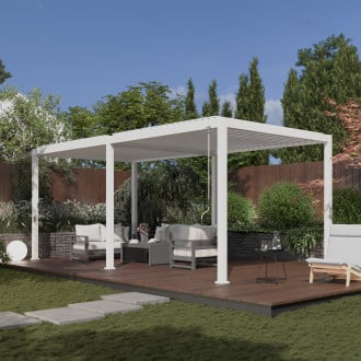 Solidna pergola tarasowa 3x6 Premium White marki GUTROOF w aranżacji