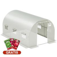 Widok z lotu ptaka na biały tunel foliowy trzy sekcjowy od Cultivo