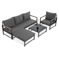 Narożnik do ogrodu ORLANDO + Fotel Dark Grey - FOCUS GARDEN