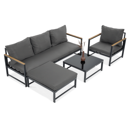 Narożnik do ogrodu ORLANDO + Fotel Dark Grey - FOCUS GARDEN