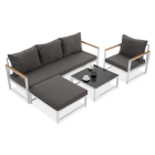 Narożnik ogrodowy Orlando + Fotel White - FOCUS GARDEN