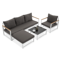 Narożnik ogrodowy Orlando + Fotel White - FOCUS GARDEN