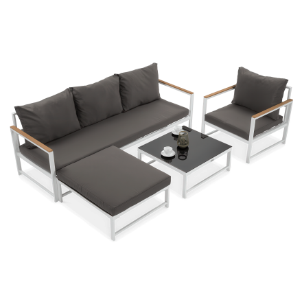 Narożnik ogrodowy Orlando + Fotel White - FOCUS GARDEN