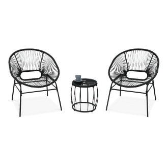 Zestaw mebli ogrodowych Maya 2+1 Black - FOCUS GARDEN