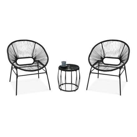 Zestaw mebli ogrodowych Maya 2+1 Black - FOCUS GARDEN