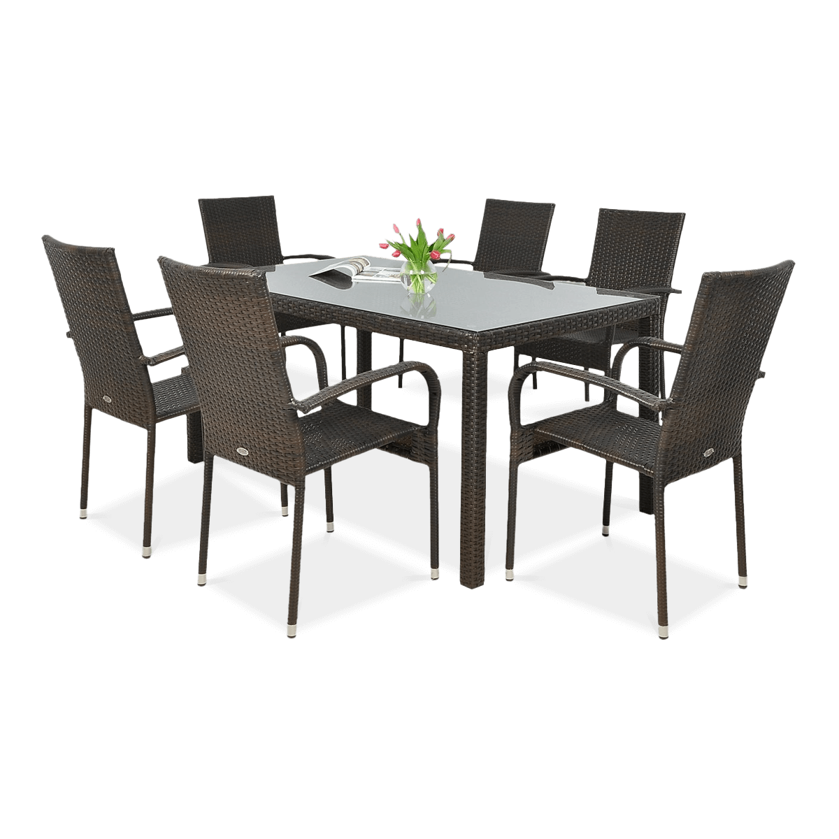 Meble technorattanowe FIESTA/VENECJA 6+1 w kolorze brązowym