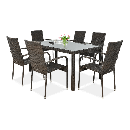 Meble technorattanowe FIESTA/VENECJA 6+1 w kolorze brązowym