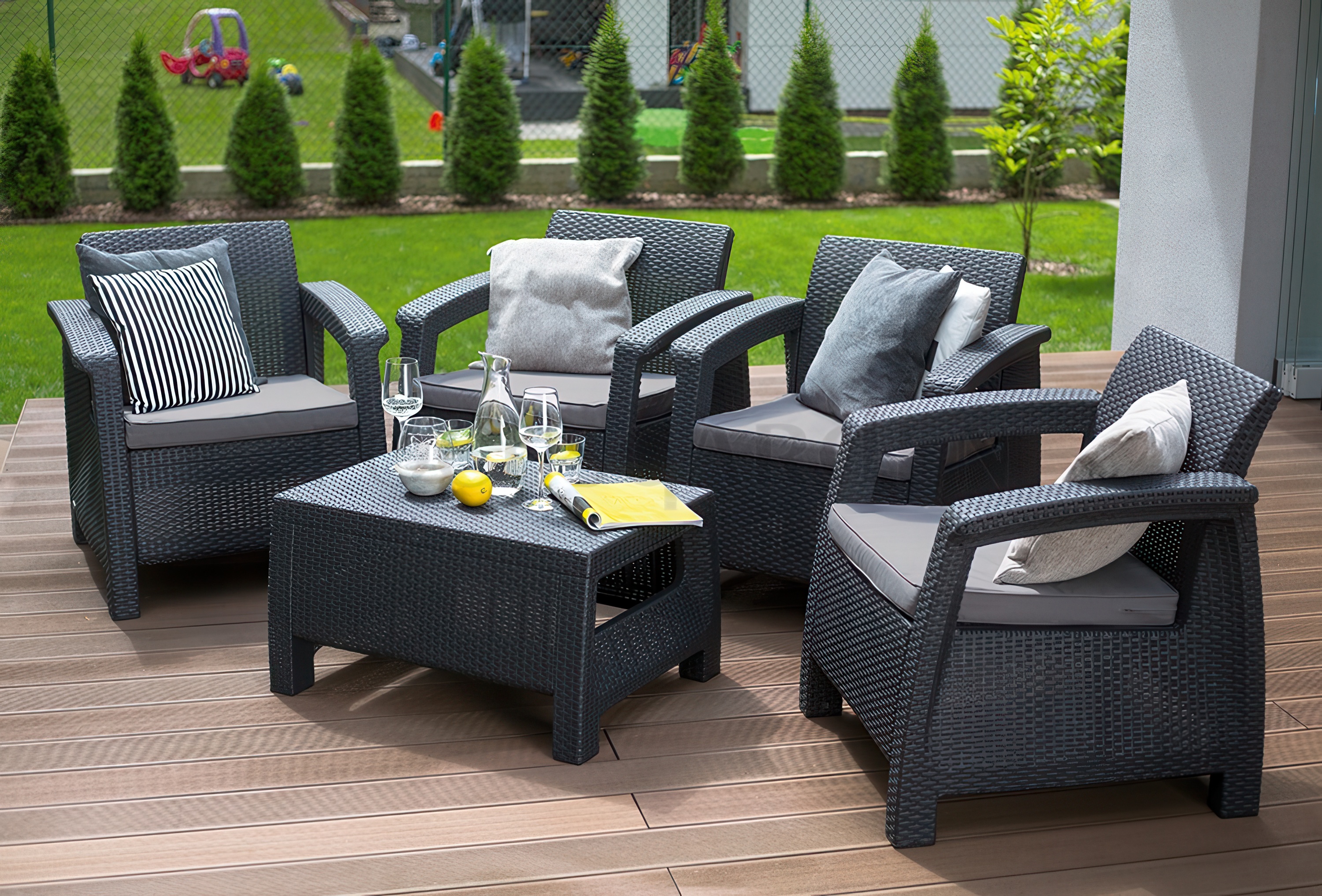 Komplet ogrodowy CORFU QUATTRO Graphite