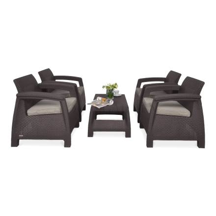 Komplet ogrodowy CORFU QUATTRO Brown