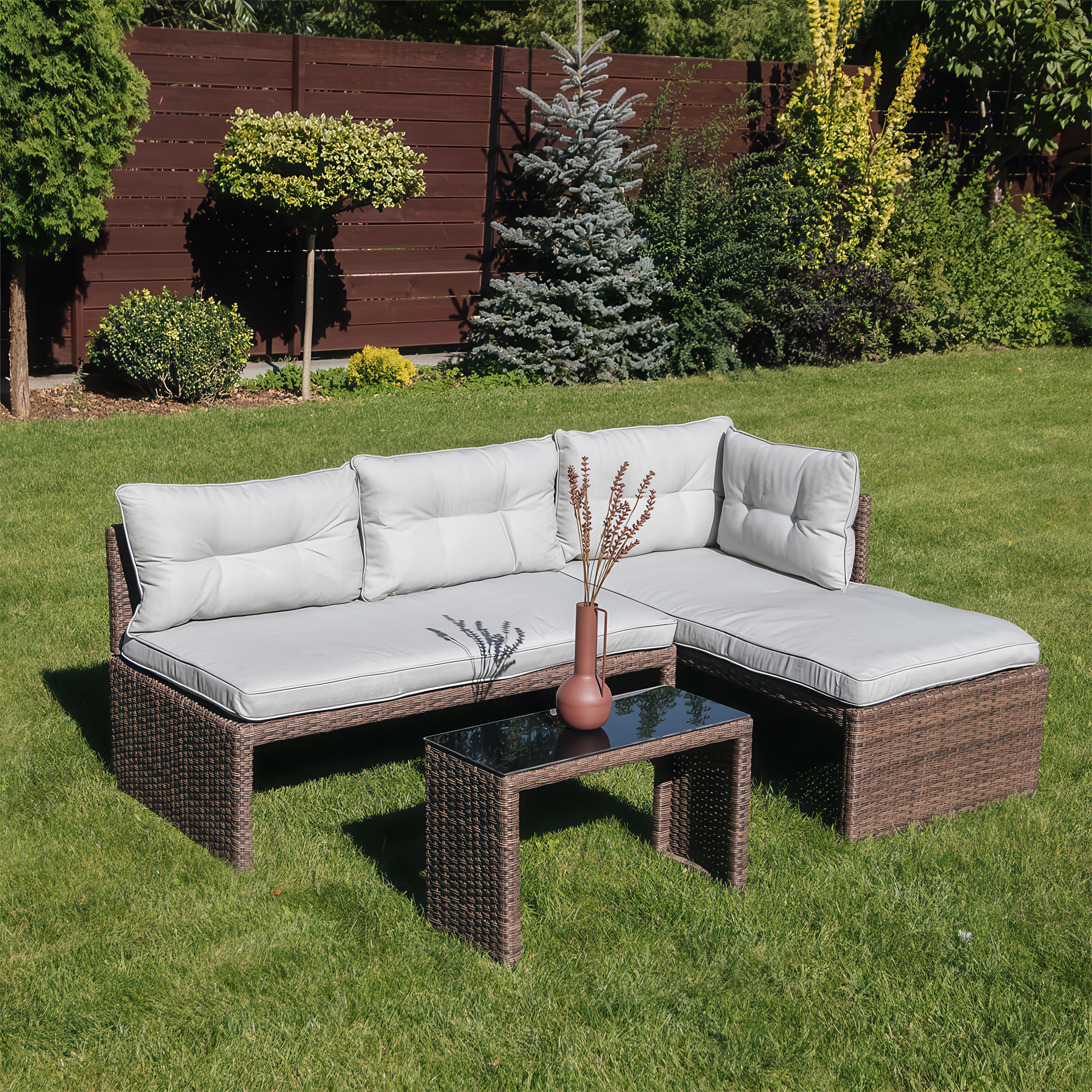 Narożnik z technorattanu CANVAS Brown