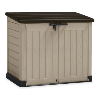 Schowek ogrodowy Keter STORE IT OUT MAX wykonany z tworzywa sztucznego o strukturze przypominającej naturalne drewno