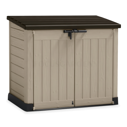 Schowek ogrodowy Keter STORE IT OUT MAX wykonany z tworzywa sztucznego o strukturze przypominającej naturalne drewno