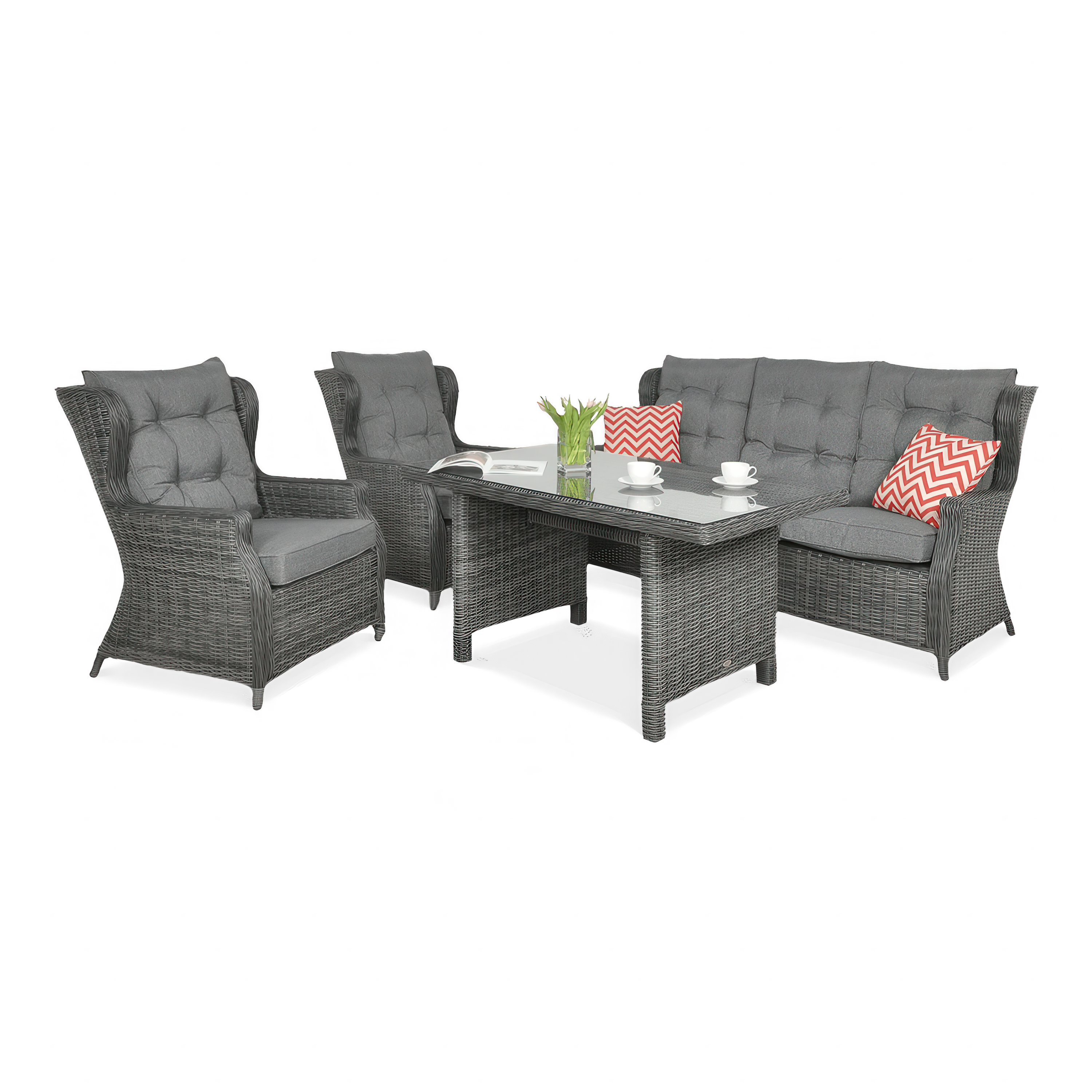 OUTLET Meble technorattanowe TRIVENTO DINING 3 Dark Grey