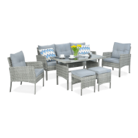 Zestaw technorattanowy CORTINA + PUFY Dolphin Grey