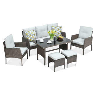 Zestaw technorattanowy CORTINA + PUFY w odcieniach brązu