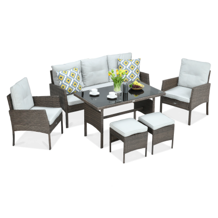 Zestaw technorattanowy CORTINA + PUFY w odcieniach brązu