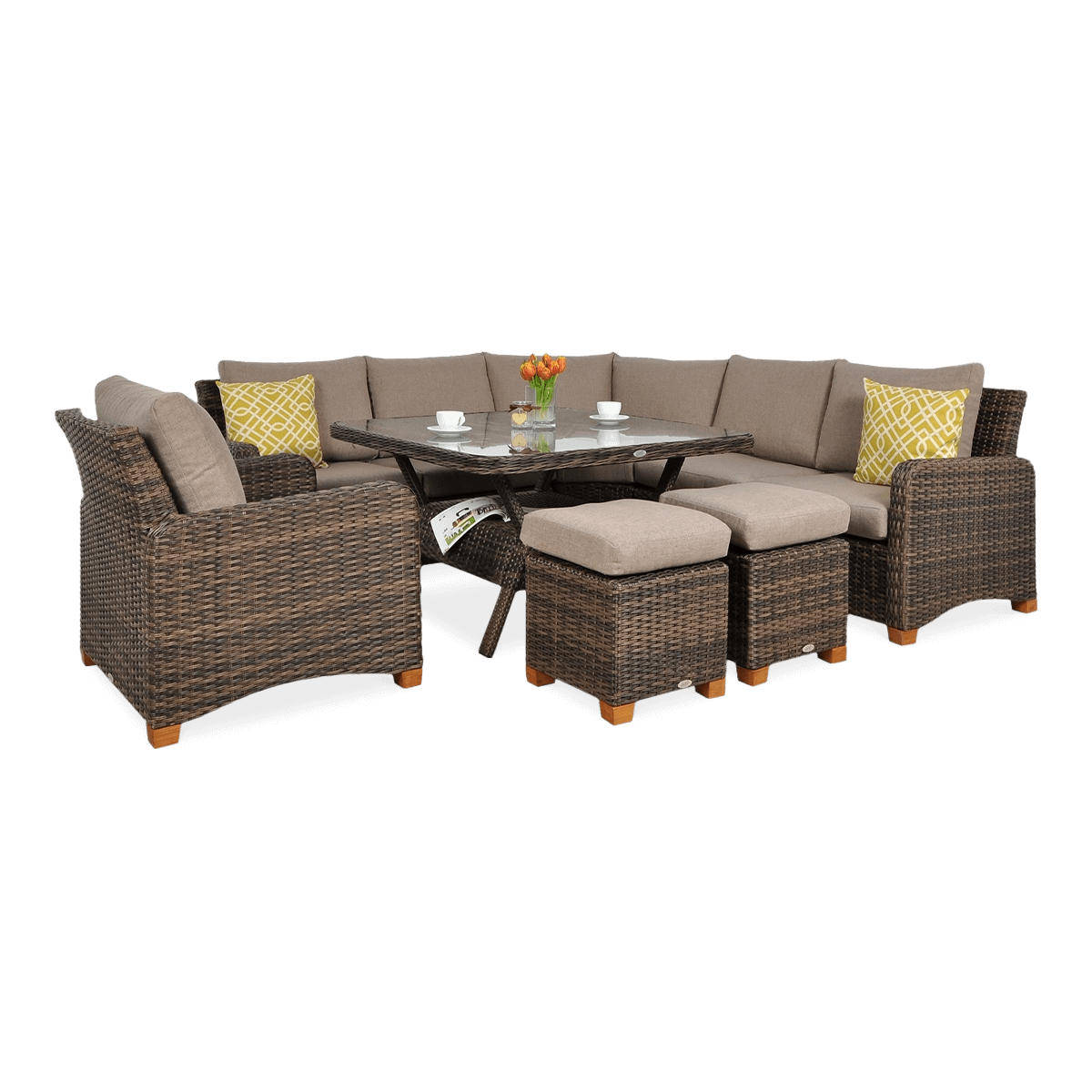 Narożnik z technorattanu TOLEDO DINING w kolorze brązowym