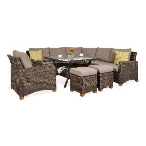 Narożnik z technorattanu TOLEDO DINING w kolorze brązowym