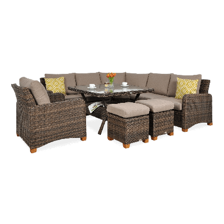 Narożnik z technorattanu TOLEDO DINING w kolorze brązowym