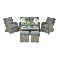 Meble z technorattanu TRIVENTO 2 + PUFY Melange