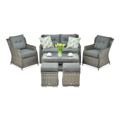 Meble z technorattanu TRIVENTO 2 + PUFY Melange