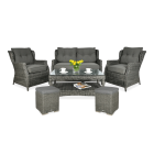 Meble z technorattanu TRIVENTO 2 + PUFY Dark Grey