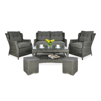 Meble z technorattanu TRIVENTO 2 + PUFY Dark Grey