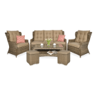 Zestaw technorattanowy TRIVENTO 3 + PUFY Brown