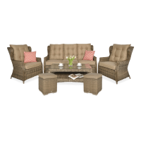 Zestaw technorattanowy TRIVENTO 3 + PUFY Brown