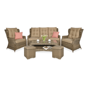 Zestaw technorattanowy TRIVENTO 3 + PUFY Brown