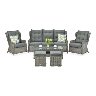 Zestaw technorattanowy TRIVENTO 3 + PUFY Melange