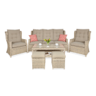 Zestaw technorattanowy TRIVENTO 3 + PUFY Beige