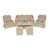 Zestaw technorattanowy TRIVENTO 3 + PUFY Beige