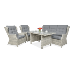 Meble technorattanowe TRIVENTO DINING 3 White Grey