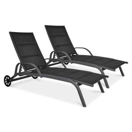 Zestaw leżaków ogrodowych aluminiowych MAJORKA Black 2 szt.