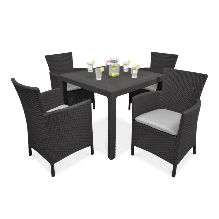 Komplet ogrodowy IOWA/MELODY QUARTET 4+1 w kolorze grafitowym