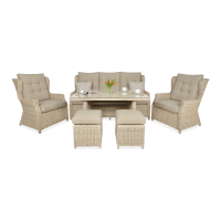 Meble technorattanowe TRIVENTO DINING 3 + PUFY Beige