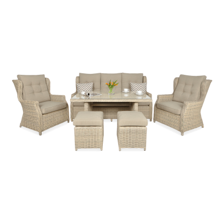 Meble technorattanowe TRIVENTO DINING 3 + PUFY Beige