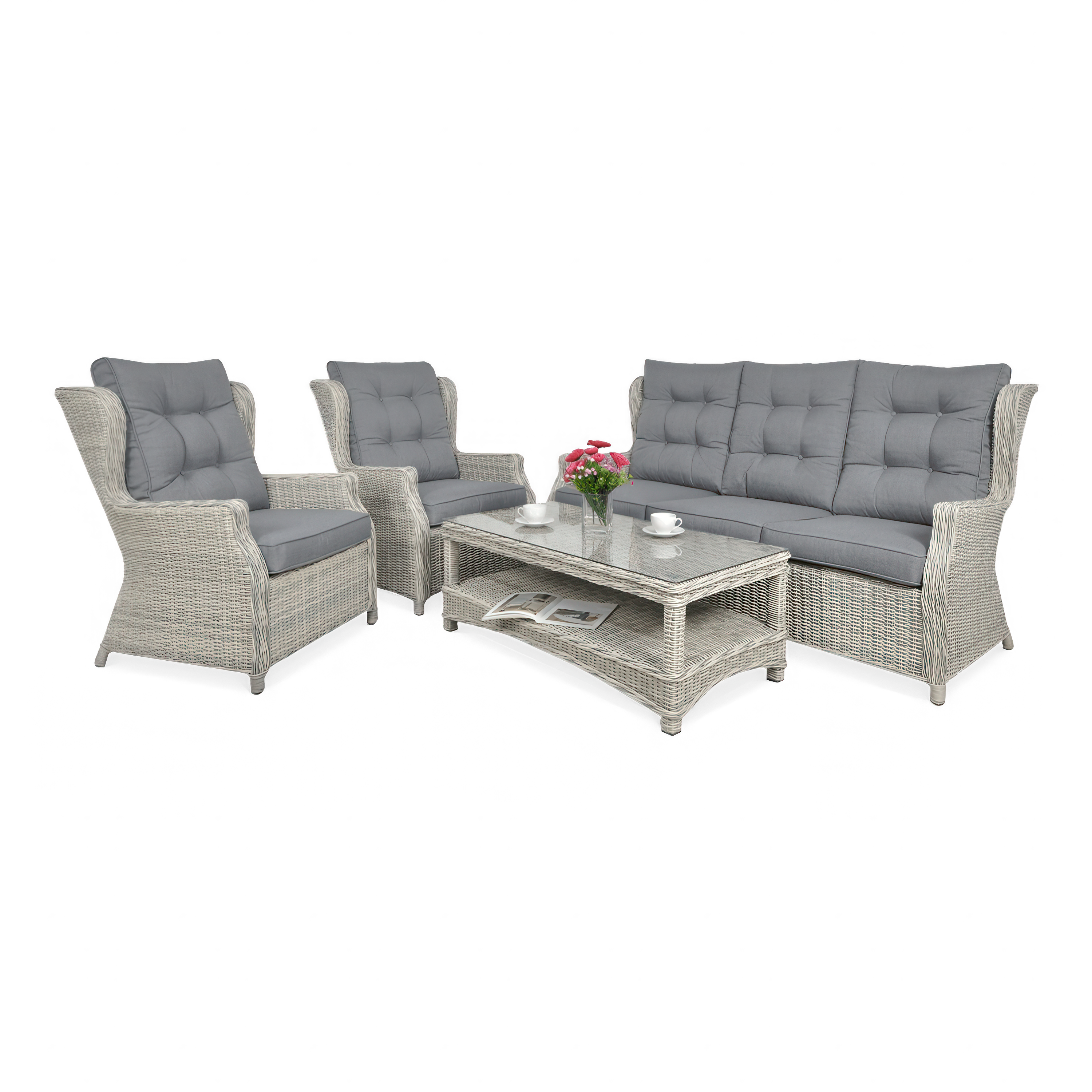 Zestaw technorattanowy TRIVENTO 3 White Grey