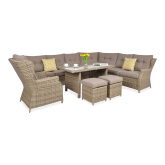 Narożnik z technorattanu TRIVENTO DINING w odcieniach brązu