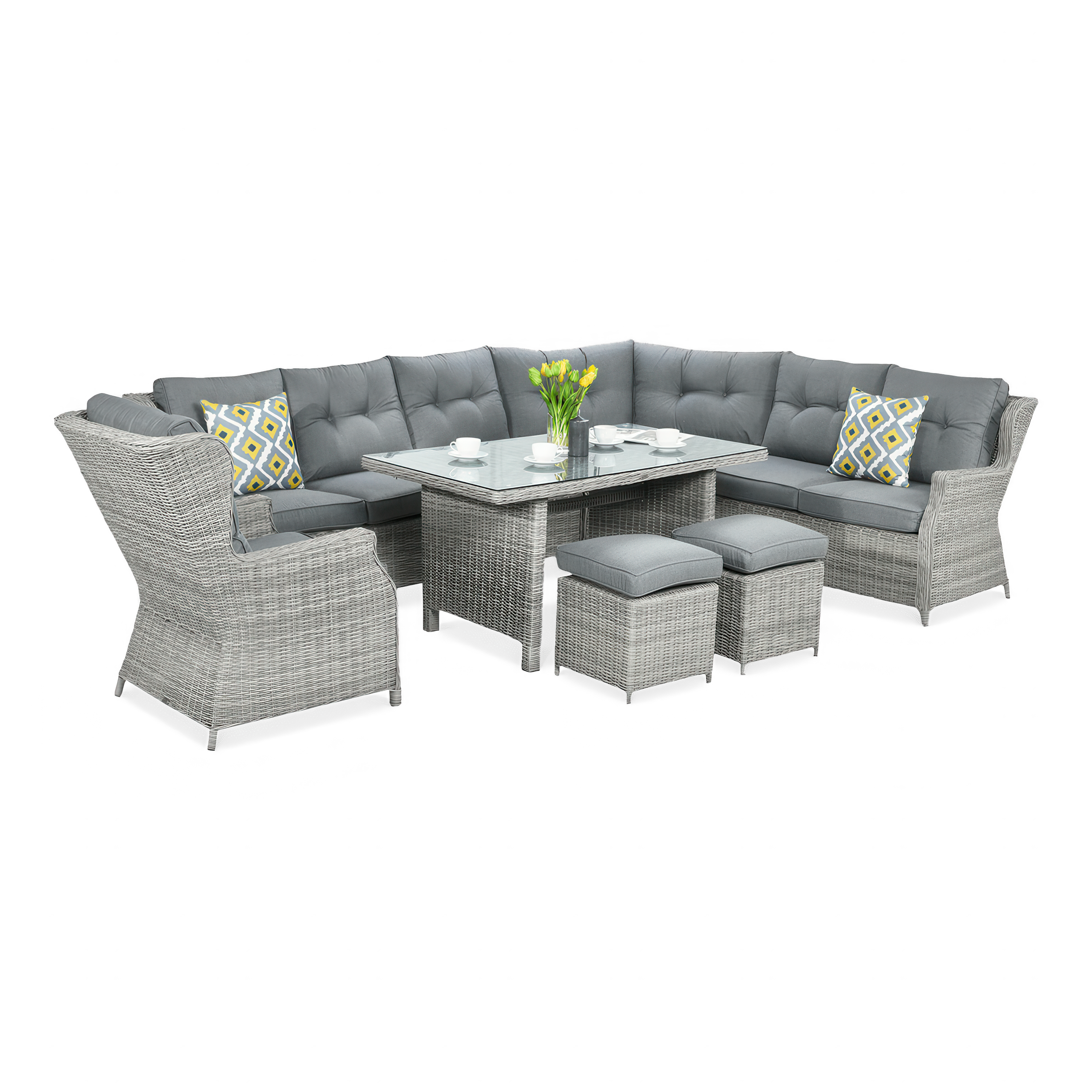 Narożnik z technorattanu TRIVENTO DINING Stone Grey