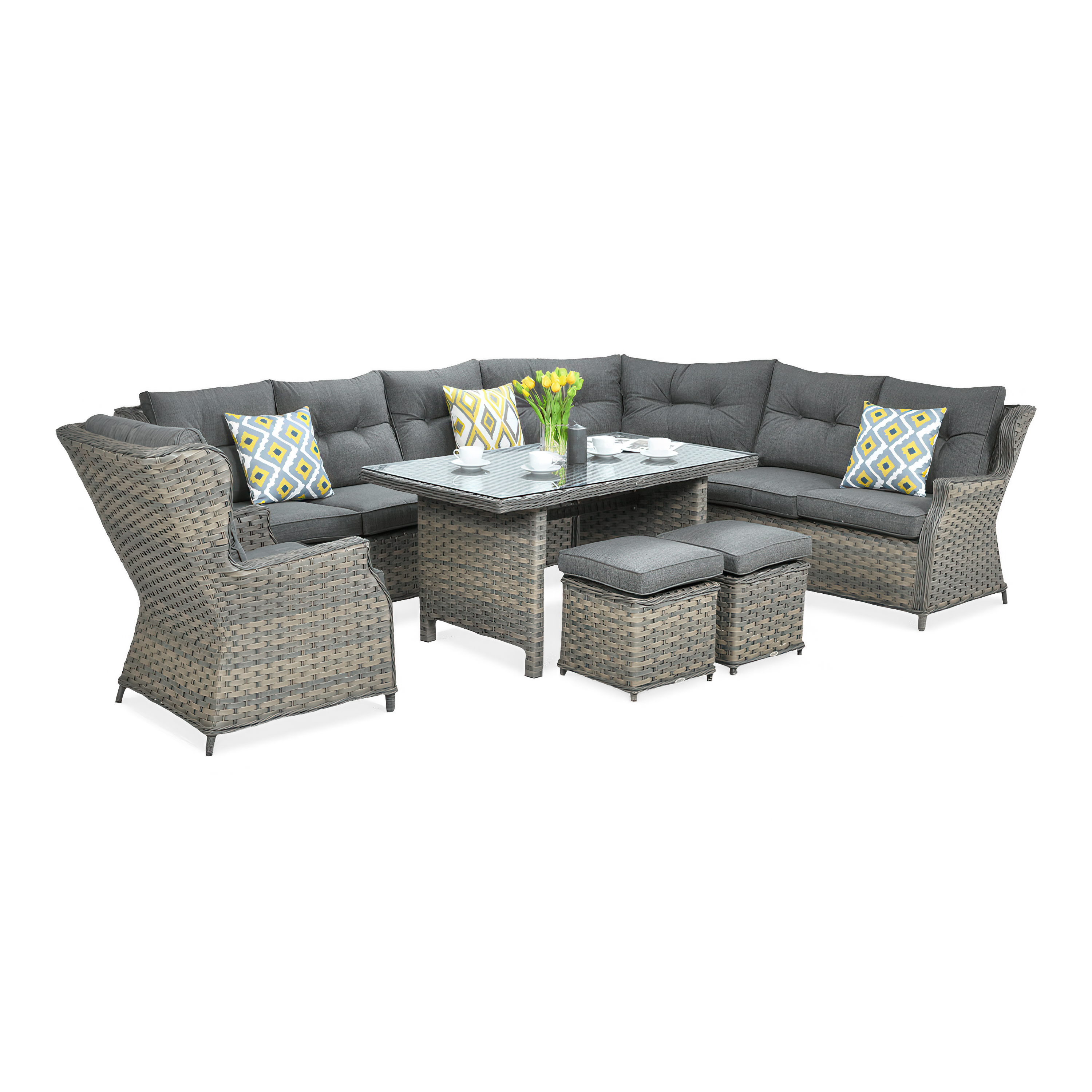 Narożnik z technorattanu TRIVENTO DINING w kolorze brązowym