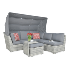 Narożnik modułowy z technorattanu CORSO RELAX White Grey